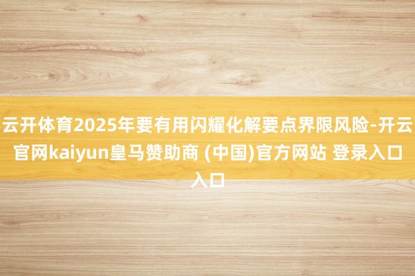 云开体育2025年要有用闪耀化解要点界限风险-开云官网kaiyun皇马赞助商 (中国)官方网站 登录入口